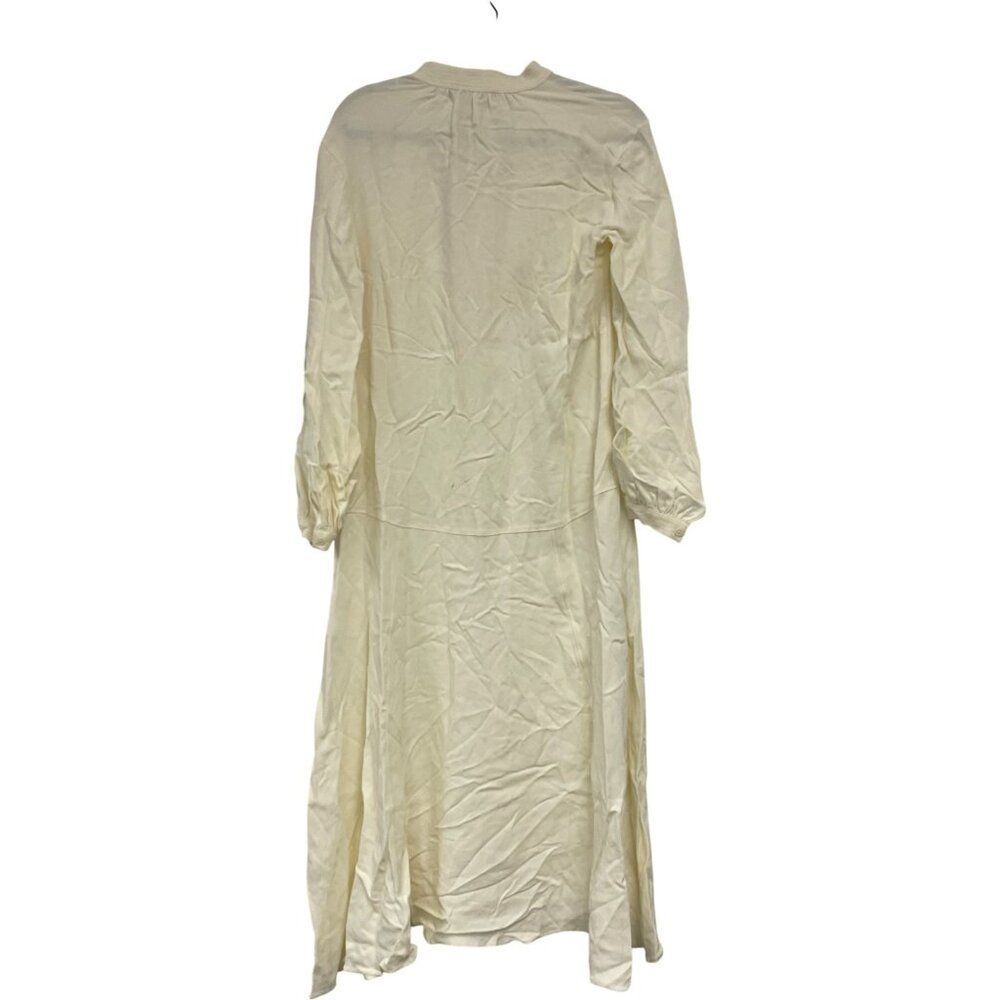Zara Womens Long Kaftan Dress XS Oyster White V-Neck Drawstring 3276/235 NWT - Picture 4 of 15